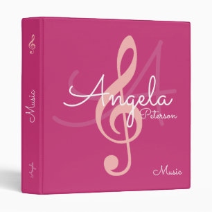 Classeur mes leçons de musique sur monogrammed rose