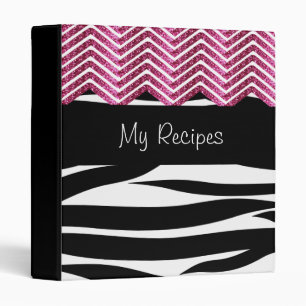 Classeur Mes rayures et parties scintillantes roses Chevron