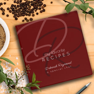 Classeur Mes Recettes favorites Monogrammé Rouge foncé
