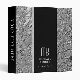 Classeur Métal argent noir monogrammé