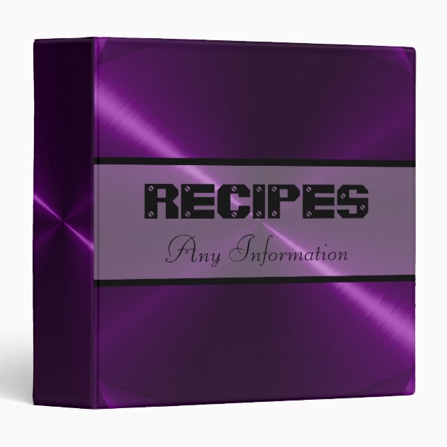 Classeur Métal brillant pourpre d'acier inoxydable (Devant/Côté)