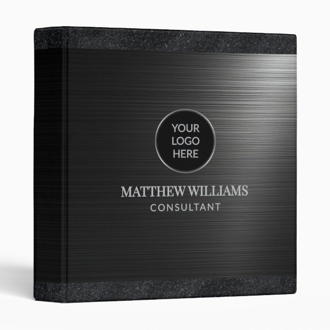 Classeur Métal brossé noir de luxe (Devant/Côté)