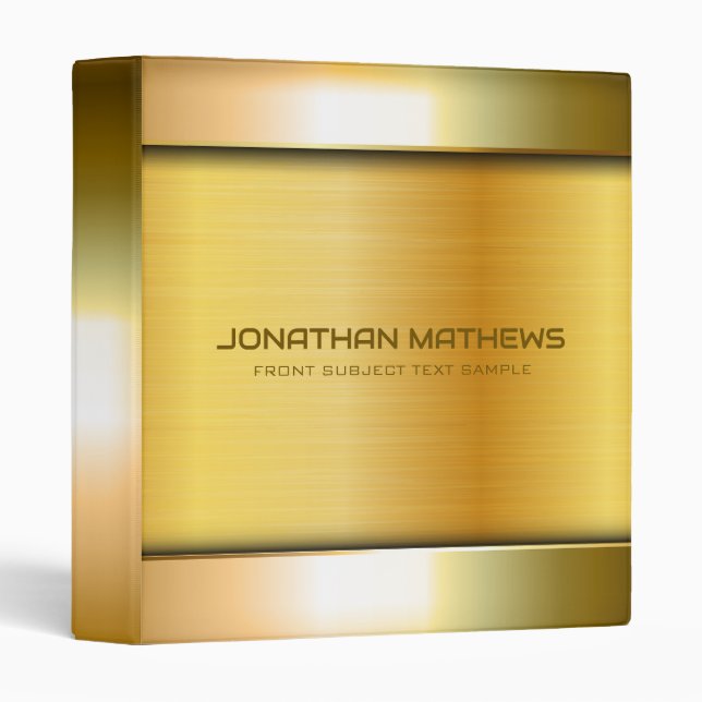 Classeur Métal doré brillant Look Luxe Acier Inoxydable (Devant/Côté)