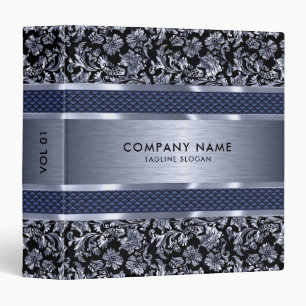 Classeur Métallurgique bleu Tint Vintage Floral Damask