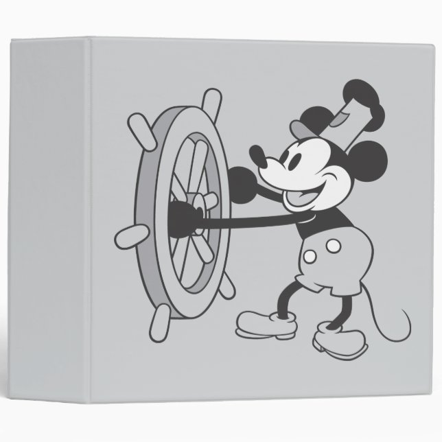 Classeur Mickey classique | Steamboat Willie (Devant/Côté)