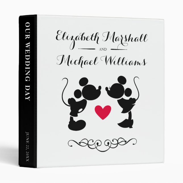 Classeur Mickey et Minnie Mariage | Mariage Silhouette (Devant/Côté)