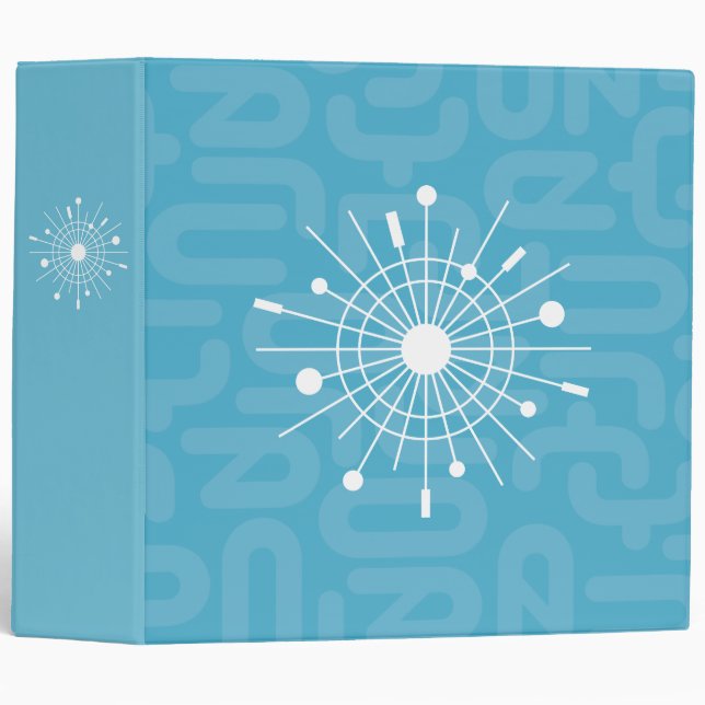 Classeur Mid Century Atomic MOD Joyeux Noël Aqua (Devant/Côté)
