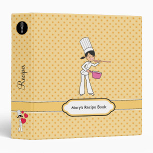 Classeur mignon de recette de fille de chef de