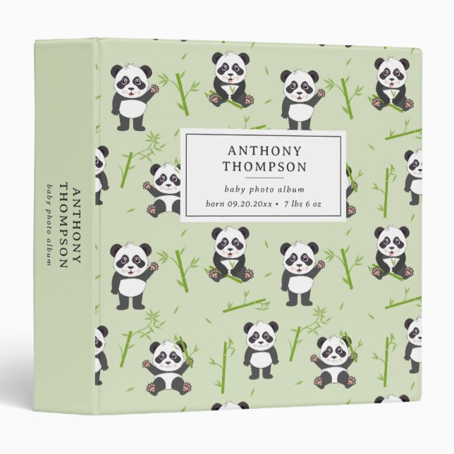 Classeur Mignon motif d'animaux Kawaii en bambou d'ours pan (Devant/Côté)