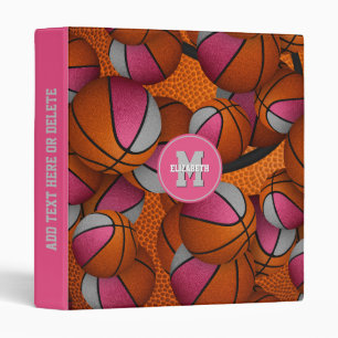 Classeur mignonette boule de basket gris rose retour à l'éc