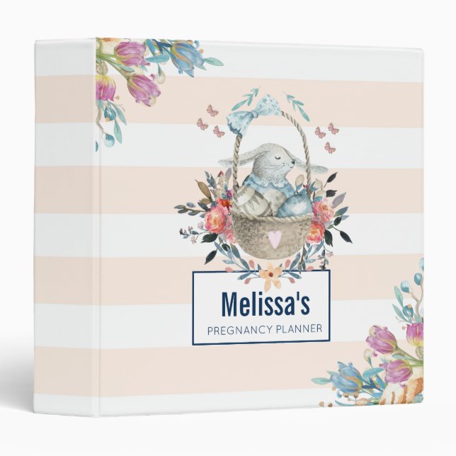 Classeur Mignonne lapin dans un panier avec des oeufs et de (Devant/Côté)
