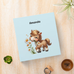 Classeur Mignonne Pony Mange Manger Des Marguerites