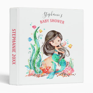 Classeur Mignonne sirène d'aquarelle sous le Baby shower m