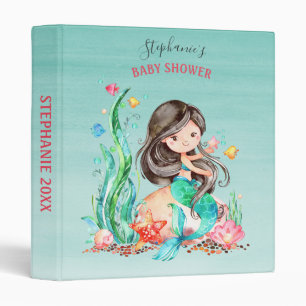 Classeur Mignonne sirène d'aquarelle sous le Baby shower ma