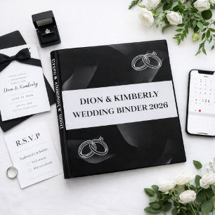 Classeur minimal noir pour planificateur de mariag