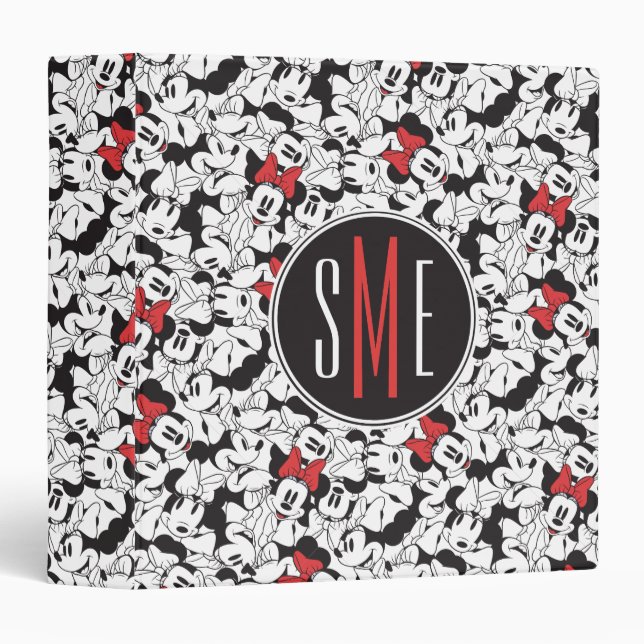 Classeur Minnie branchée | Monogramme Motif classique (Devant/Côté)