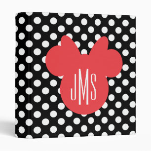 Classeur Minnie   Monogramme noir et blanc à points polka