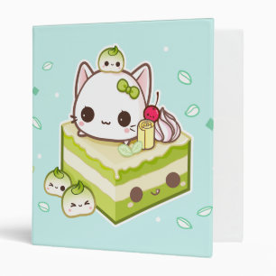 Classeur Minou mignon de mochi avec le gâteau de thé vert