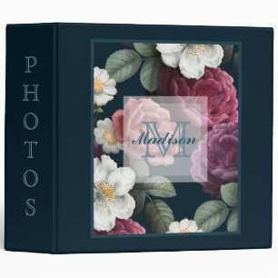 Classeur Minuit Burgundy Et Blanc Floral Album Photo/