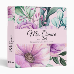 Classeur Mis QUINCE Purple Floral Quinceanera GUESTBOOK NOU