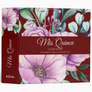 Classeur Mis QUINCE Purple Floral Quinceanera GUESTBOOK NOU