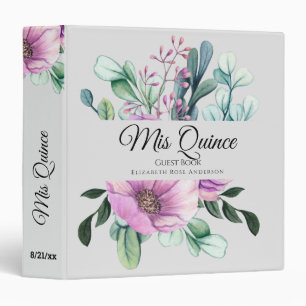 Classeur Mis QUINCE Purple Floral Quinceanera GUESTBOOK NOU