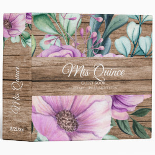 Classeur Mis QUINCE Purple Floral Quinceanera GUESTBOOK NOU
