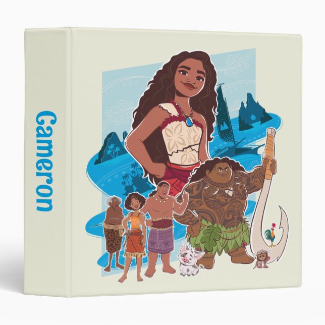 Classeur Moana & Crew vole au-delà de l'Horizon (Devant/Côté)