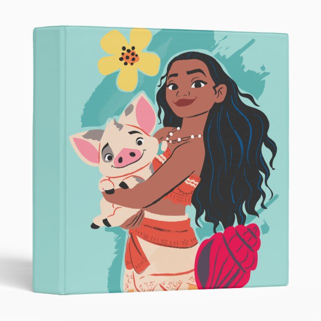 Classeur Moana Holding Pua illustré graphique (Devant/Côté)