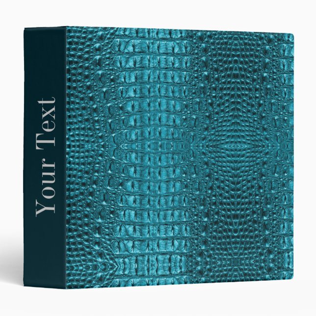 Classeur mode girly bleu Alligator cuir (Devant/Côté)
