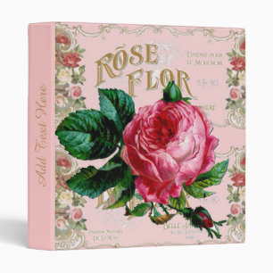 Classeur Mode rose vintage Paris, joli art floral