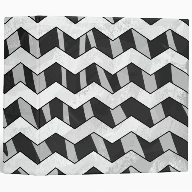 Classeur Modèle Chevron noir et gris Zebra (Devant/Côté)