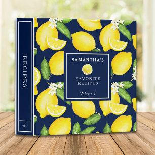 Classeur Modèle de citron d'agrumes recette bleu marine