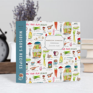 Classeur Modèle de légumes de recette bleu-vert illustratif