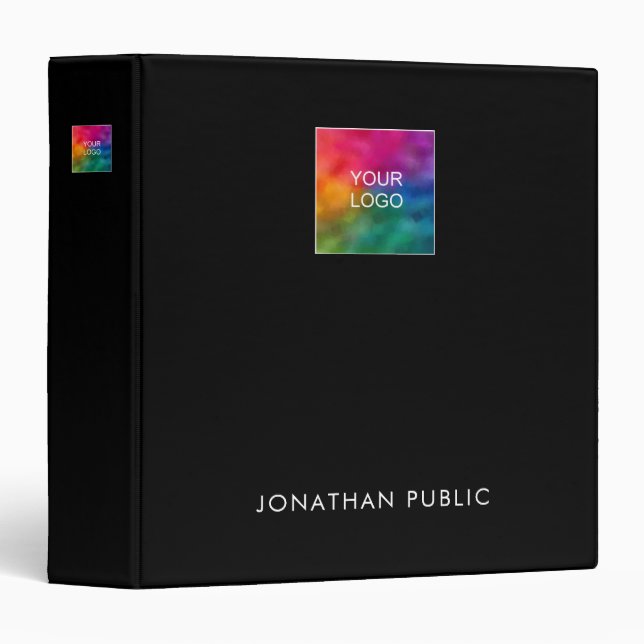 Classeur Modèle de logo de société commerciale noir tendanc (Devant/Côté)