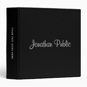 Classeur Modèle de typographie noir nom personnalisé