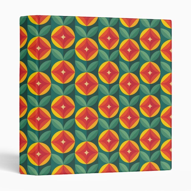 Classeur Modèle Floral Orange Moderne Du Milieu Du Siècle (Devant/Côté)
