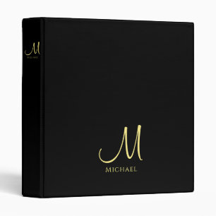 Classeur Modèle initial du Monogramme d'or noir tendance
