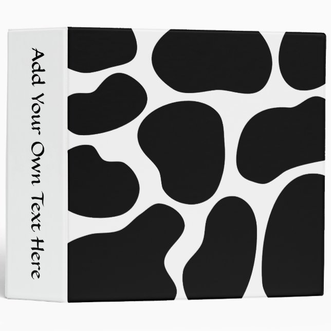 Classeur Modèle noir et blanc d'impression de vache (Devant/Côté)
