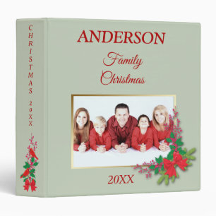 Classeur Modèle photo rouge de Noël de famille de houx