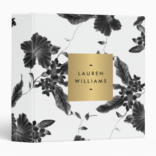 Classeur Modèle vintage Floral noir personnalisé