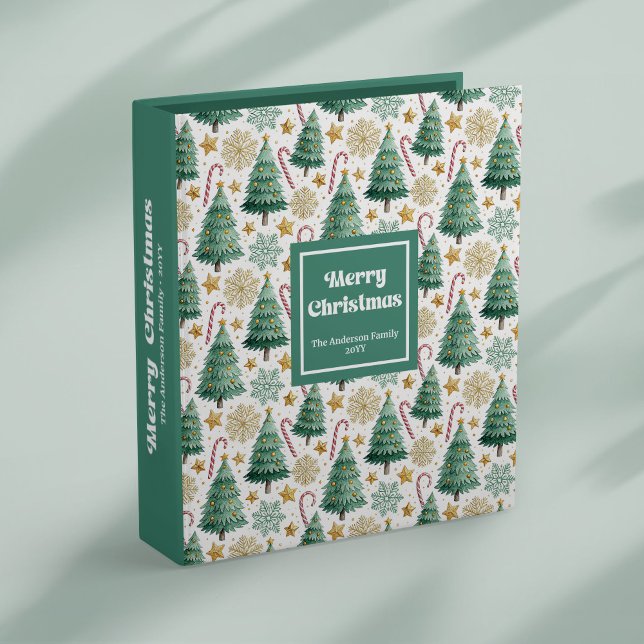 Classeur Modern Christmas trees earthy red green memory  (Modern Christmas trees earthy red green memory album)