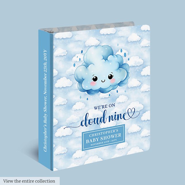 Classeur Modern Cloud Neuf Baby Boy Photo Album Nom personn (Modern Cloud Nine Baby Boy Photo Album Custom Name 3 ring binder )