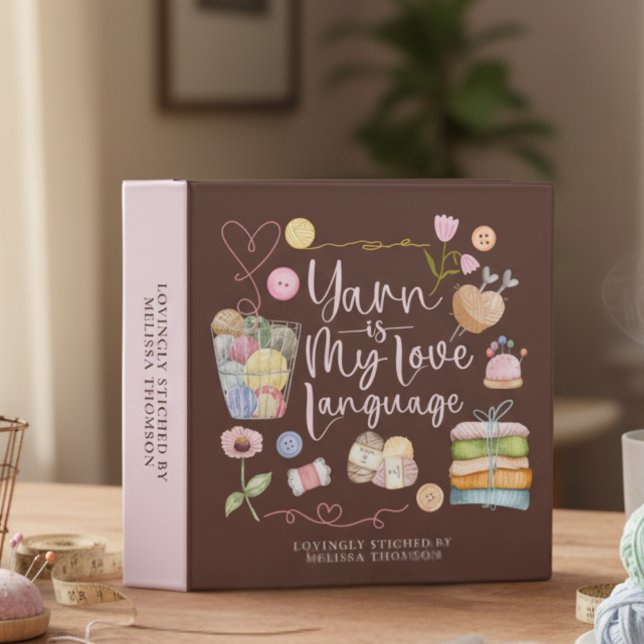 Classeur Modern Cozy Yarn Knitting Crochet Love  (Créateur téléchargé)