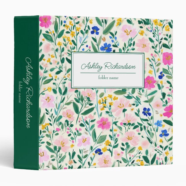 Classeur Modern Floral Personalized Binder (Devant/Côté)