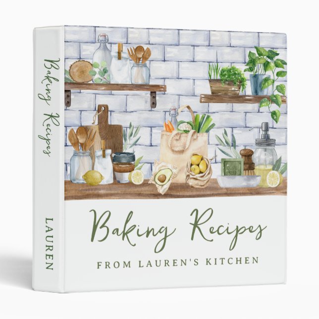 Classeur Modern Illustrated Watercolor Baking Recipes (Devant/Côté)