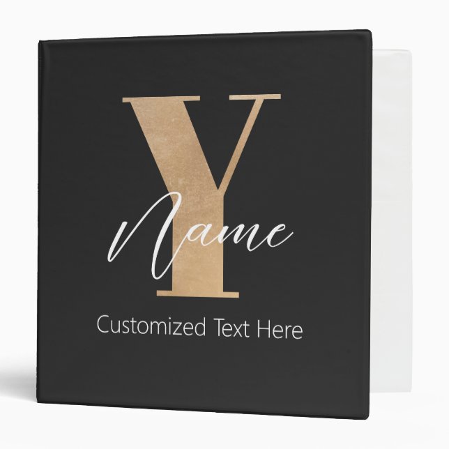 Classeur Modern Monogrammed Initial Y & Name Personalized (Devant/Intérieur)
