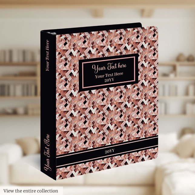 Classeur Modern Rose Gold Glitter Binder Custom Organizer (Modern Rose Gold Glitter Binder Custom Organizer)