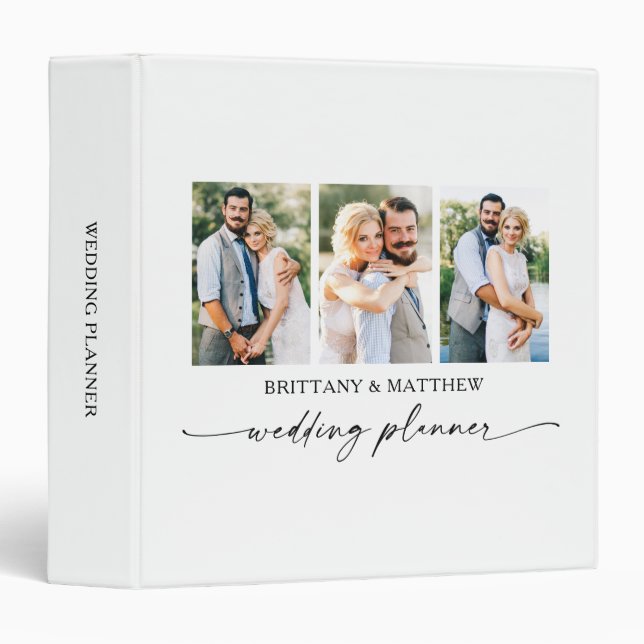 Classeur Moderne 3 Photo Calligraphie Wedding planner d'enc (Devant/Côté)