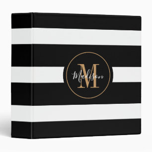 Classeur Moderne Black White Grilles Or Monogramme